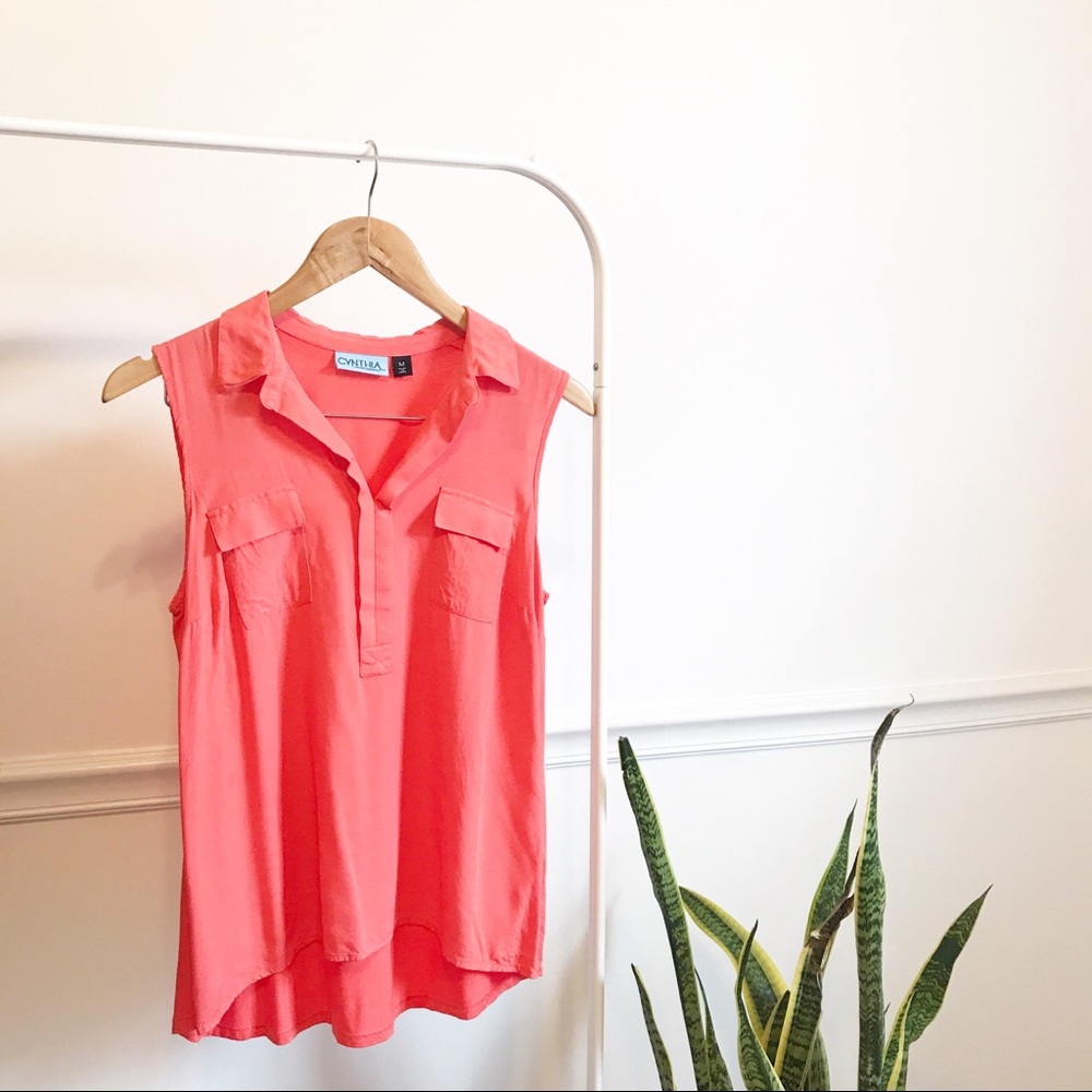 🚌 Cynthia Rowley | orange collared tank size M